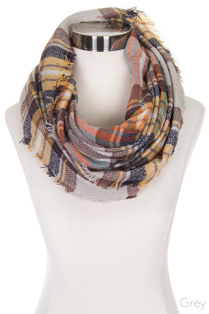 Women's Plaid Infinity Scarf – Style HANA206 — infinity scarf photo 7
