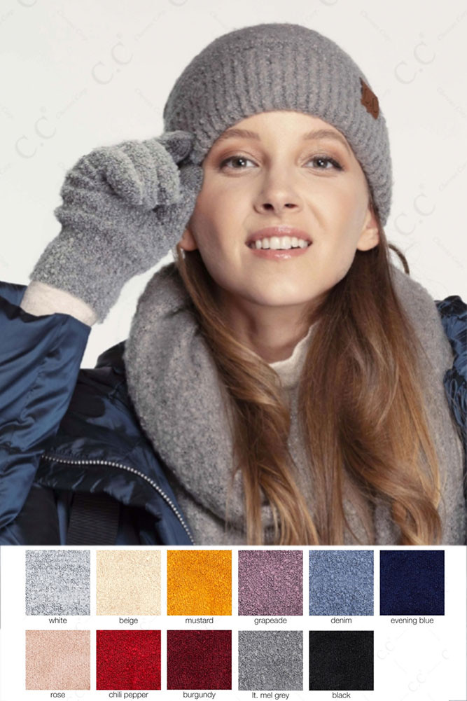 Women's Solid Boucle Gloves — gloves photo 2