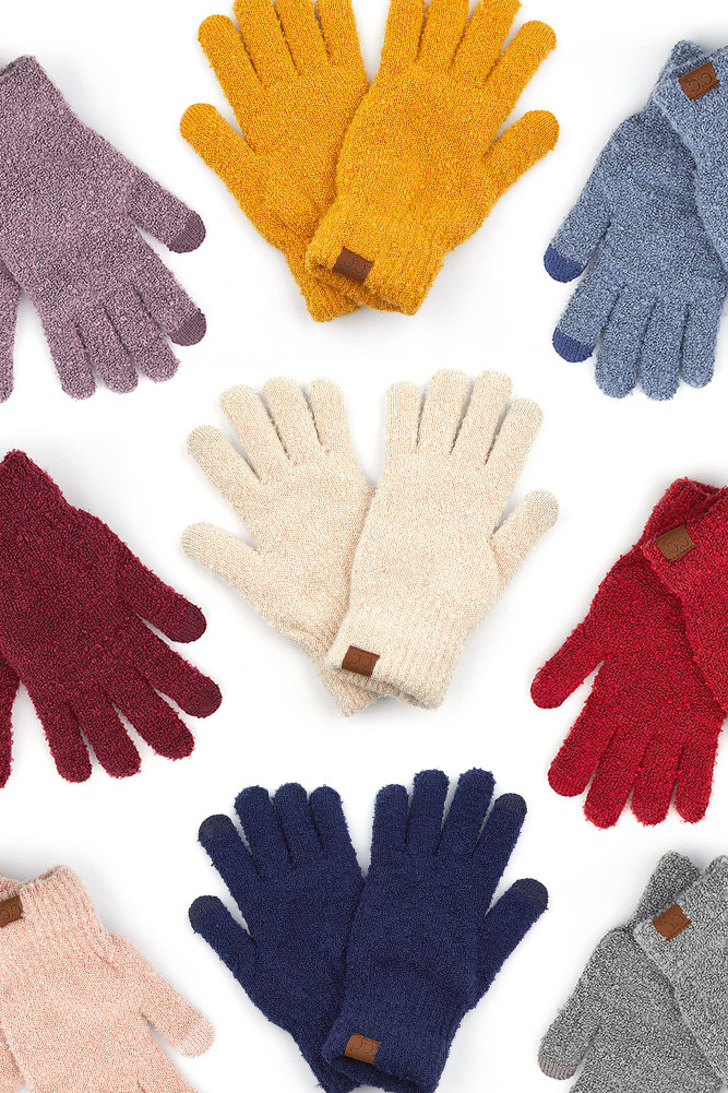 Women's Solid Boucle Gloves in Mustard by BURACQ