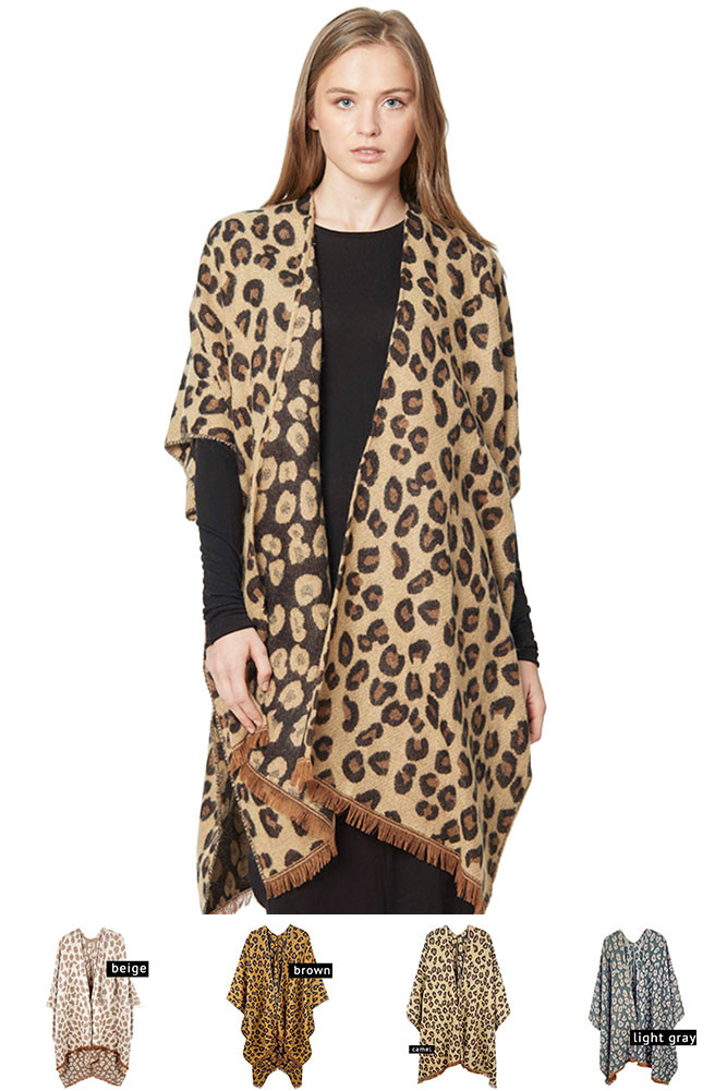 Women's Leopard Print Kimono – Brown — kimono photo 2