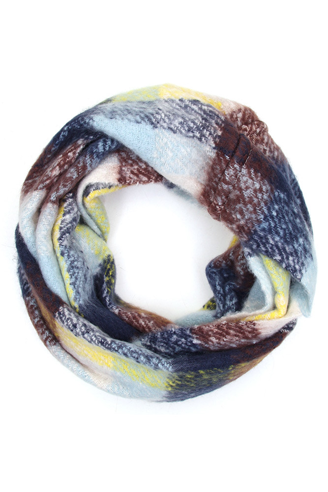 Women's Plaid Infinity Scarf – Yellow — infinity scarf photo 4