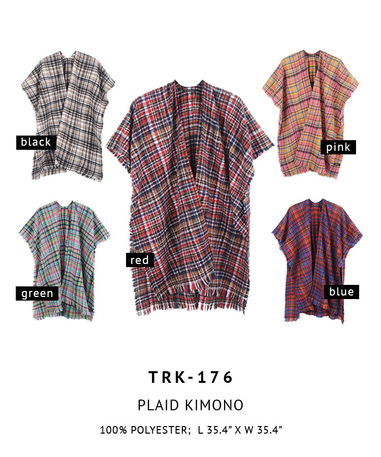 Women's Plaid Fringe Kimono — kimono photo 5