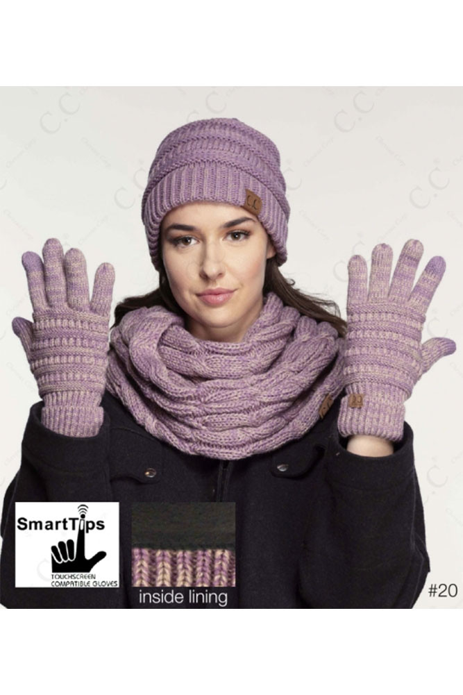 Women's Cable Knit Touchscreen Gloves with Lining — gloves photo 3