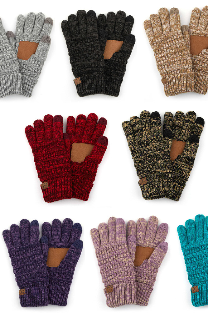 Women's Cable Knit Touchscreen Gloves with Lining by BURACQ