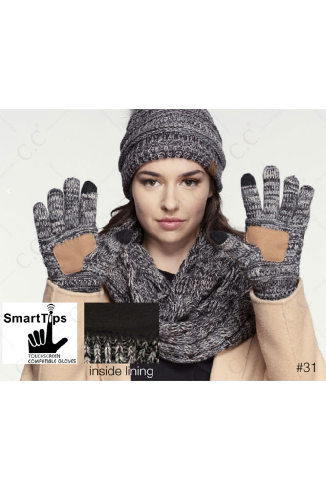 Women's Multicolor Knit Touchscreen Gloves with Lining — gloves photo 3