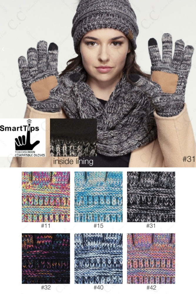 Women's Multicolor Knit Touchscreen Gloves with Lining — gloves photo 2