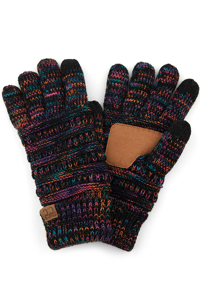 Women's Multicolor Knit Touchscreen Gloves with Lining — gloves photo 4