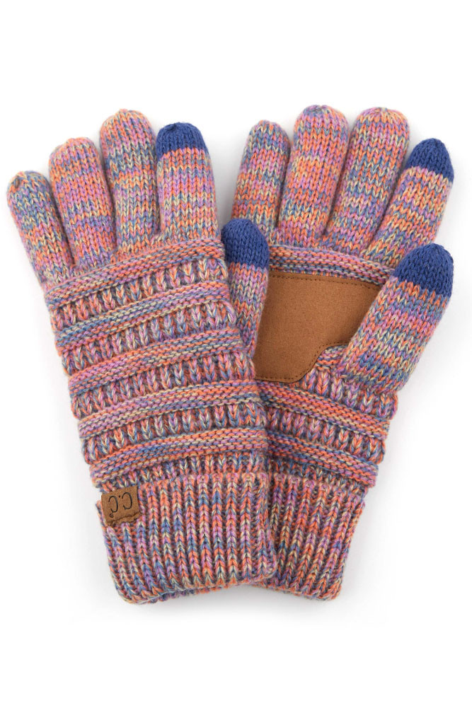 Women's Multicolor Knit Touchscreen Gloves with Lining — gloves photo 7