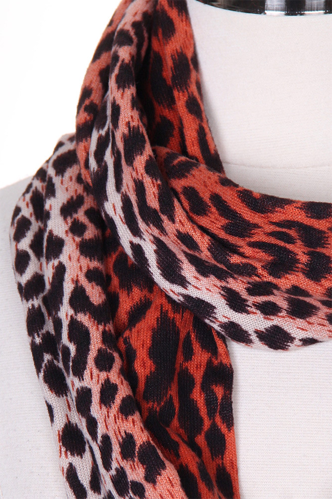 Women's Leopard Scarf – Style PCH5955 in Rust