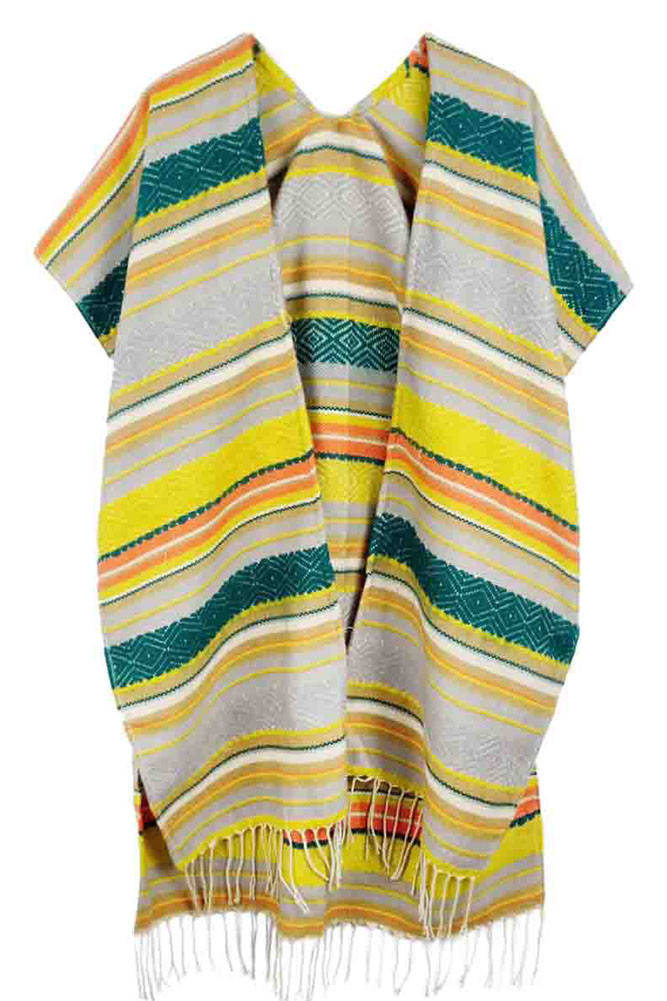 Women's Stripe Fringe Kimono – Yellow in Yellow