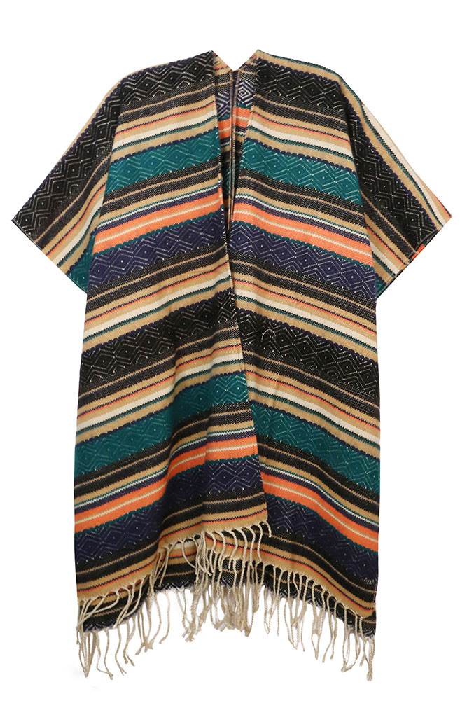 Women's Stripe Fringe Kimono – Yellow — kimono photo 5