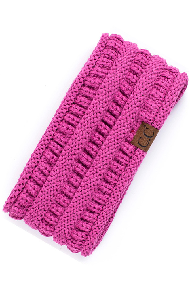 Women's Cable Knit Ear Warmer Headband in Azalea