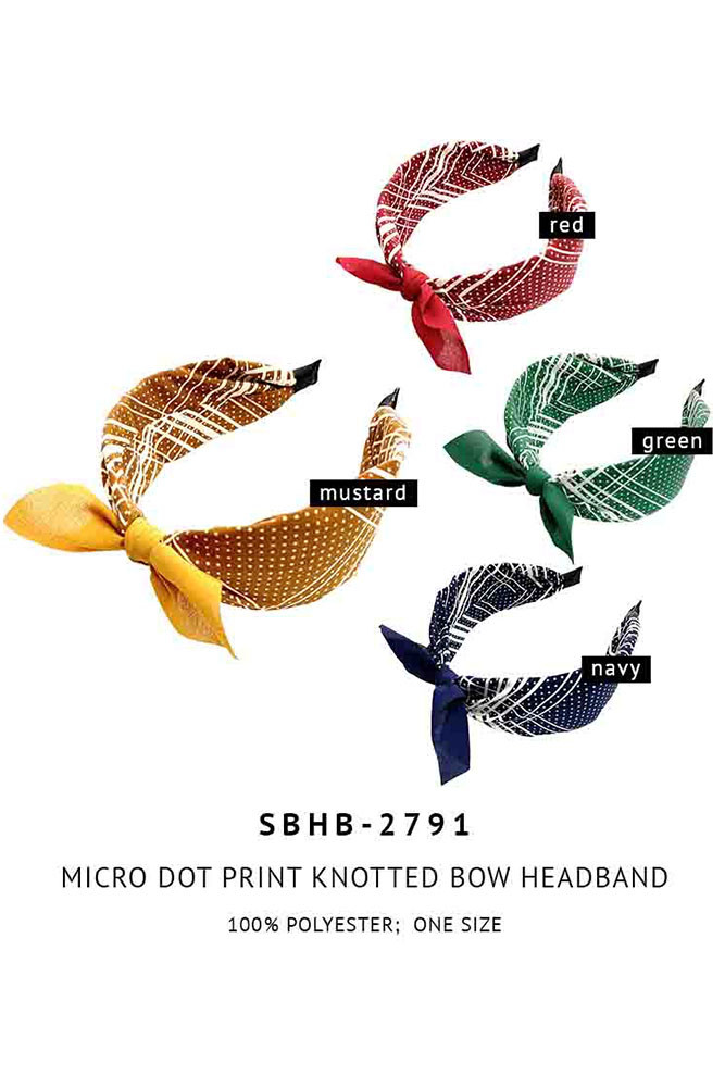 Women's Plaid Bow Headband – Style 2791-MUSTARD — headband photo 2