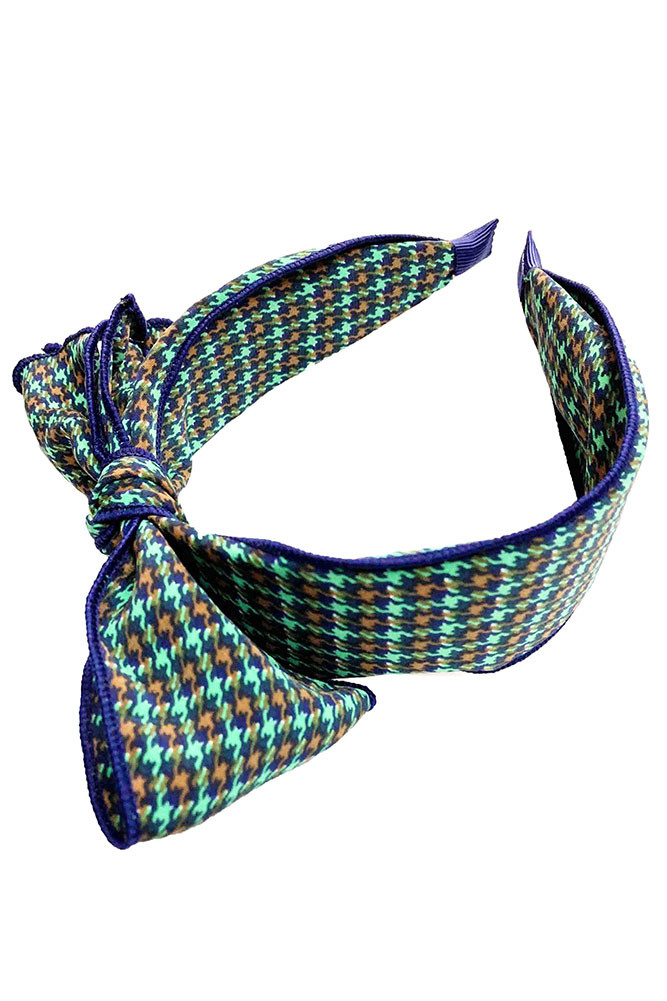 Women's Plaid Bow Headband – Style 2790-GREEN by BURACQ