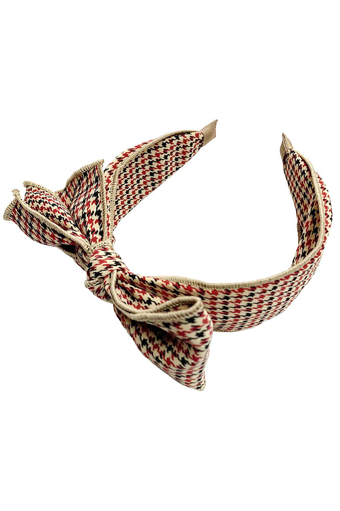 Women's Plaid Bow Headband – Style 2790-RED by BURACQ