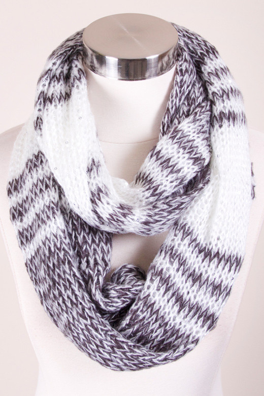 Women's Plaid Knit Infinity Scarf – Style LOF022 — infinity scarf photo 2