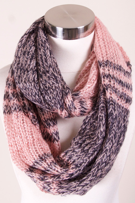 Women's Plaid Knit Infinity Scarf – Style LOF022 — infinity scarf photo 4