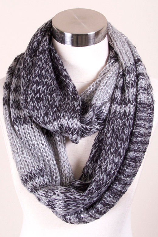 Women's Plaid Knit Infinity Scarf – Style LOF022 — infinity scarf photo 6