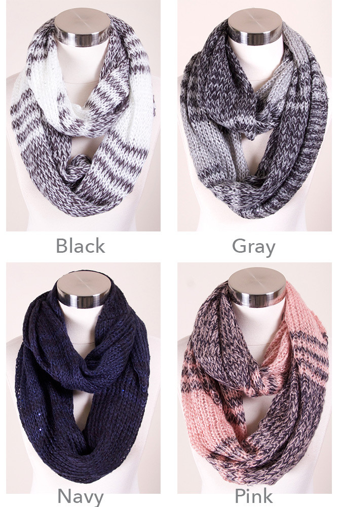 Women's Plaid Knit Infinity Scarf – Style LOF022 — infinity scarf photo 3