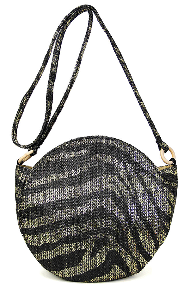 Women's Round Animal Print Crossbody Bag – Black in Black