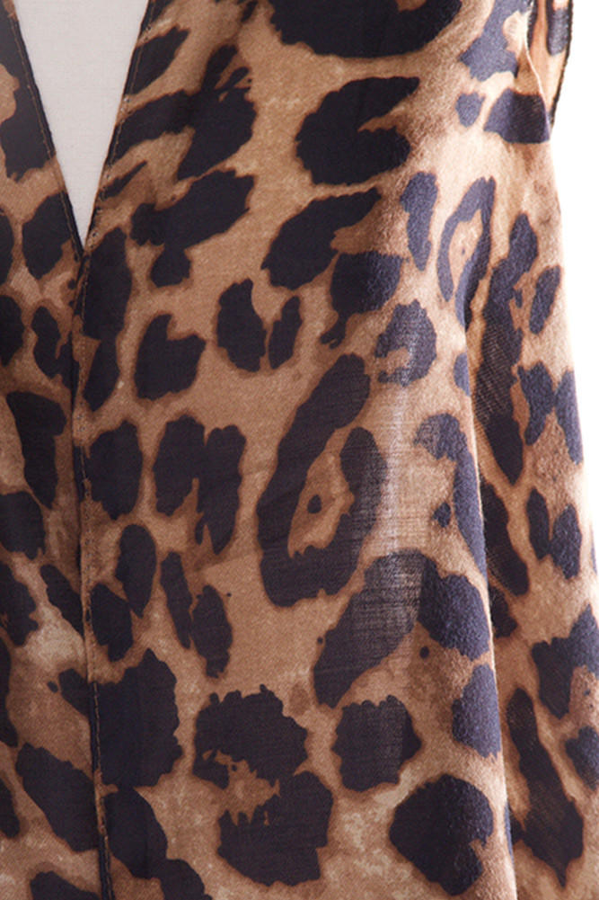 Women's Leopard Print Long Vest – Brown in Brown