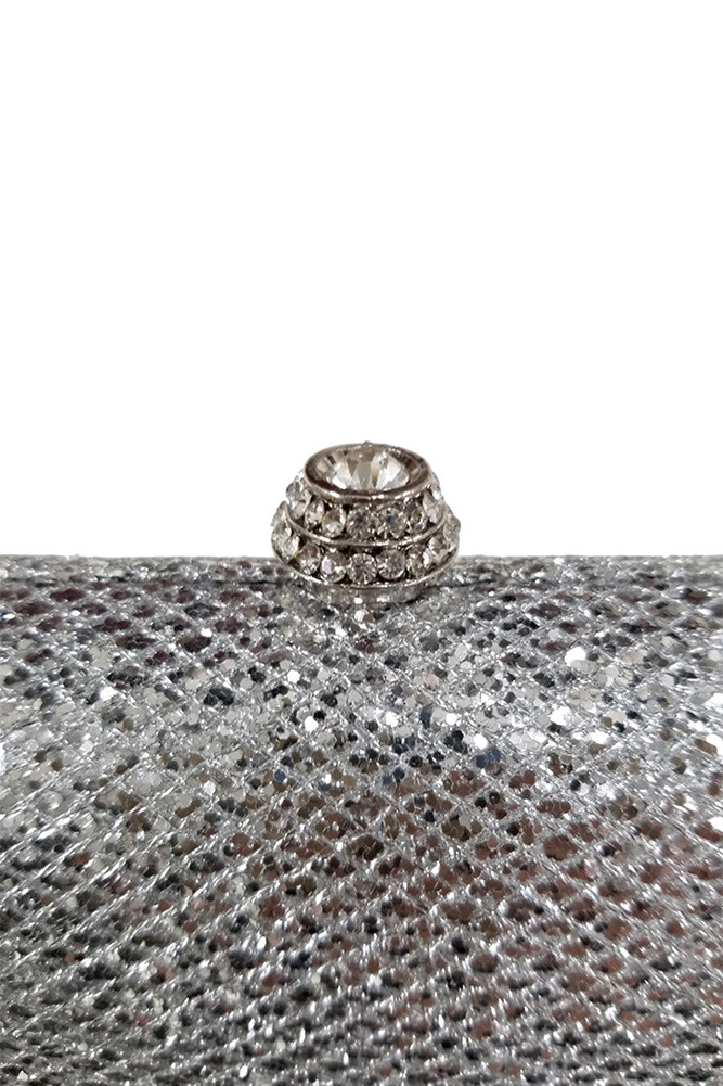 Women's Glitter Box Clutch Evening Bag – Silver — clutch photo 2
