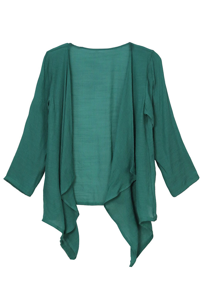 Women's Solid Open Front Cardigan – Green in Green