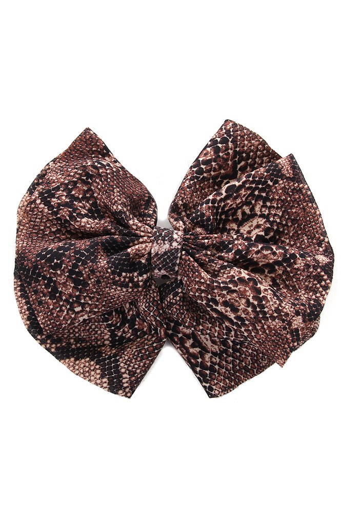 Women's Snake Print Bow Hair Barrette – Brown in Brown by BURACQ