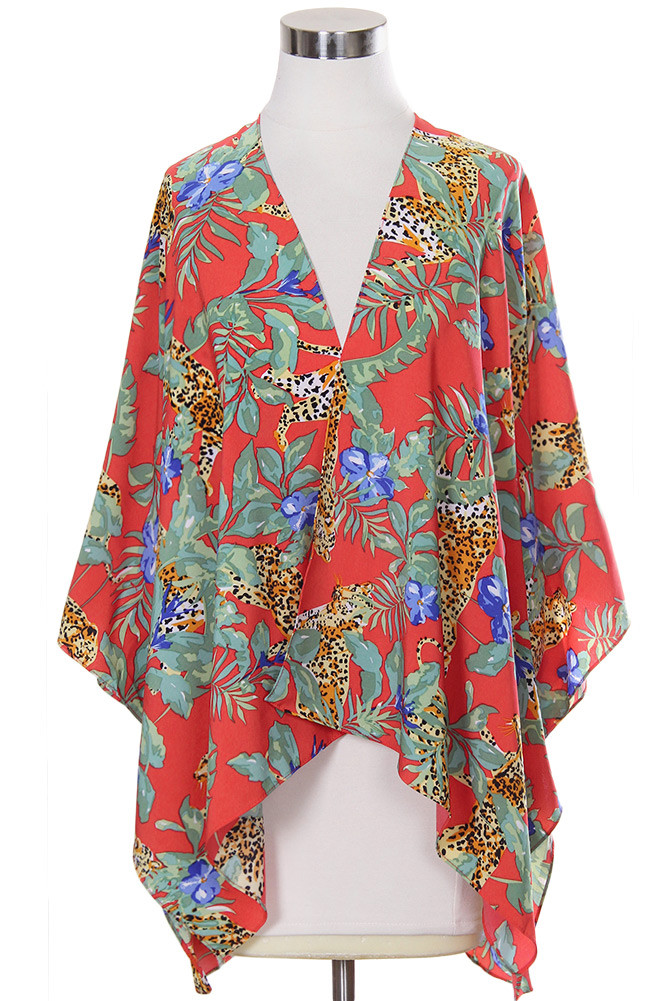 Women's Tropical Print Kimono – White — kimono photo 7