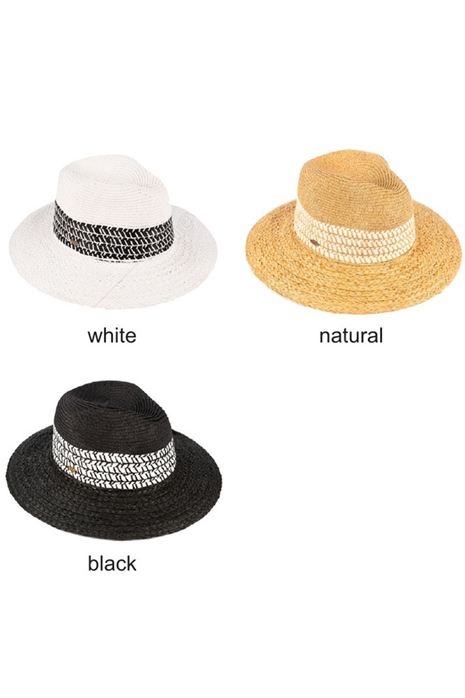 Women's Woven Straw Sun Hat with Band — sun hat photo 2