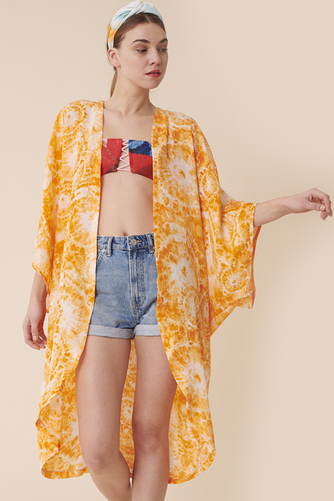 Women's Floral Print Kimono – Orange in Orange by BURACQ