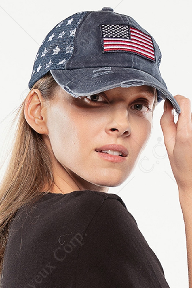 Women's American Flag Baseball Cap in Navy