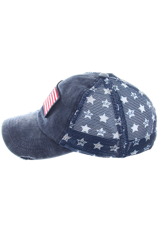 Women's American Flag Baseball Cap in Navy