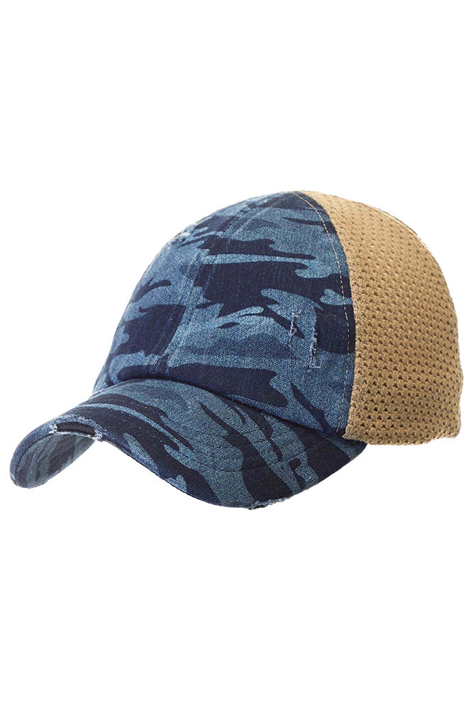 Women's Mesh Back Ponytail Baseball Cap – Denim in Denim