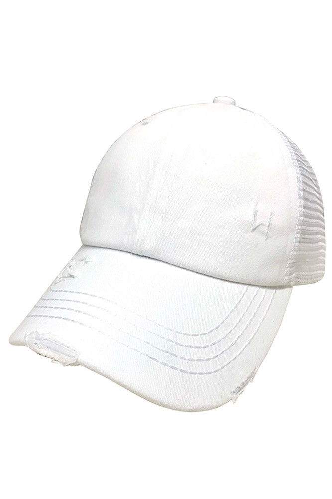Women's Distressed Mesh Ponytail Baseball Cap — baseball cap photo 5