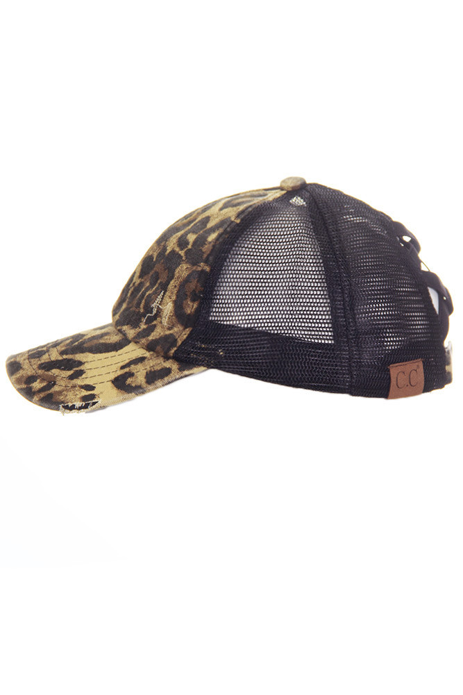 Women's Leopard Print Mesh Ponytail Baseball Cap – Leopard in Leopard