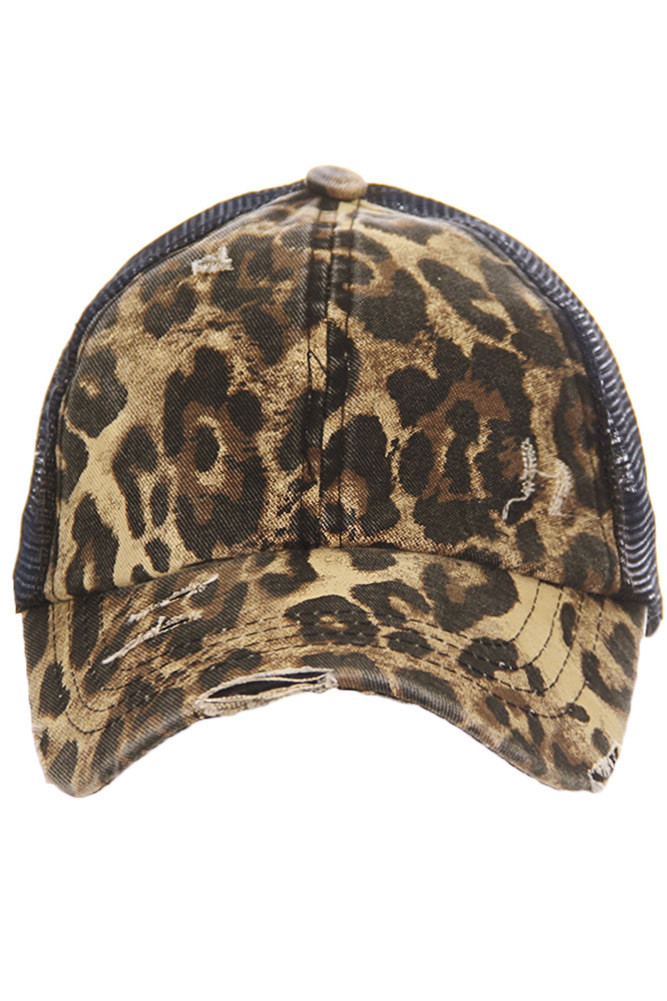 Women's Leopard Print Mesh Ponytail Baseball Cap – Leopard in Leopard
