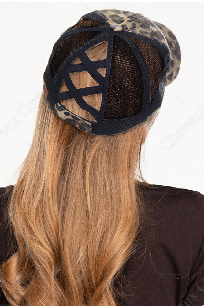 Women's Leopard Print Mesh Ponytail Baseball Cap – Leopard in Leopard