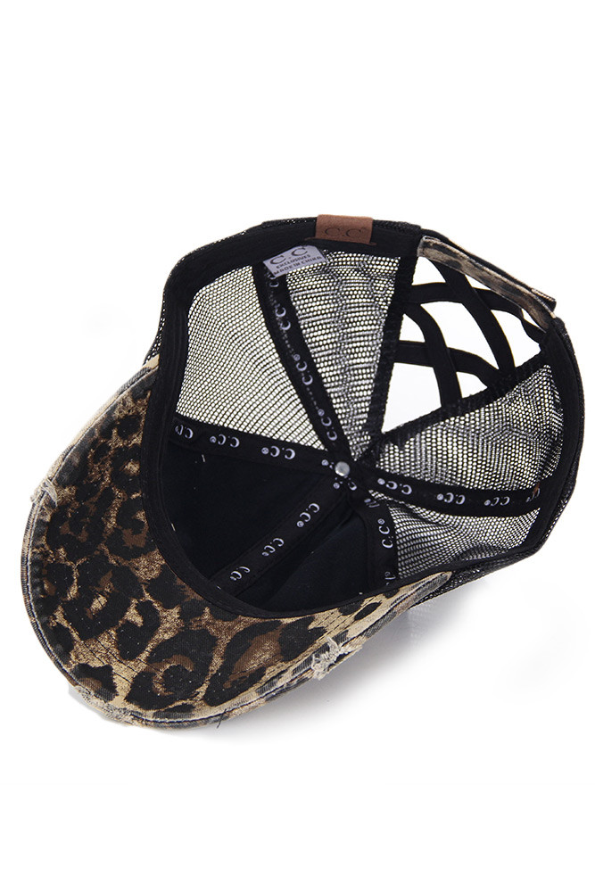 Women's Leopard Print Mesh Ponytail Baseball Cap – Leopard in Leopard