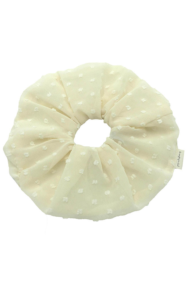 Women's Polka Dot Oversized Scrunchie in Beige