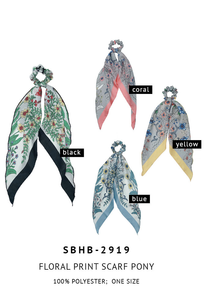Women's Floral Print Scarf Ponytail Holder — scarf photo 2