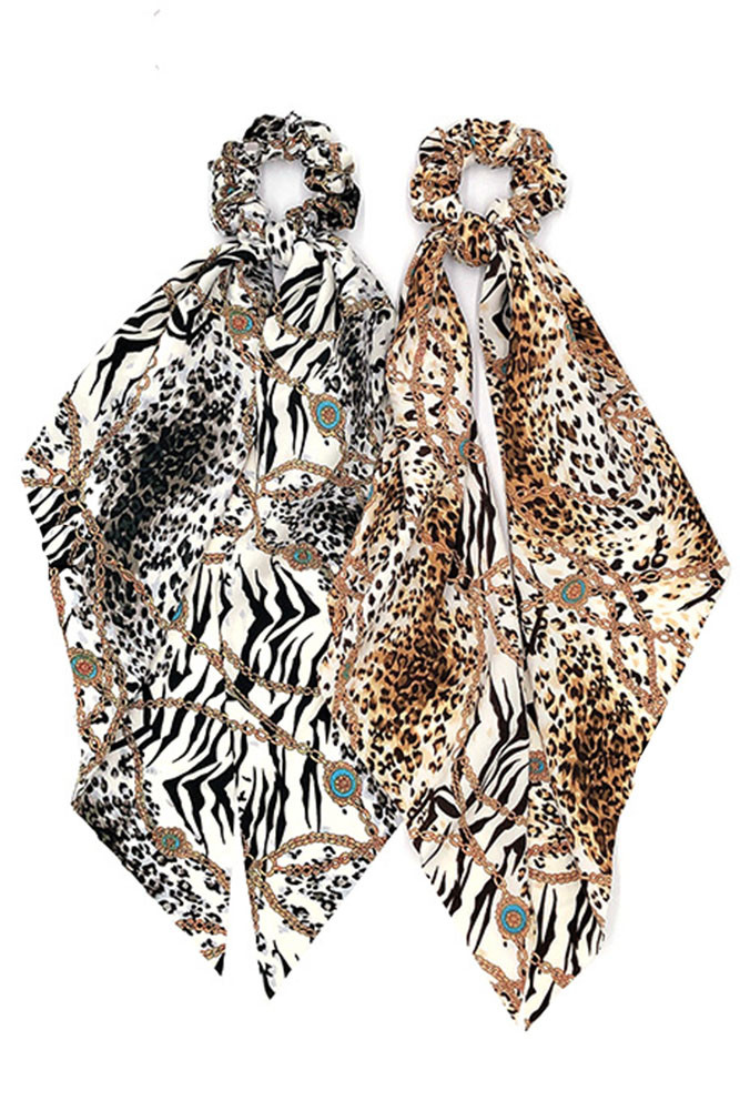 Women's Animal Print Scarf Ponytail Holder by BURACQ