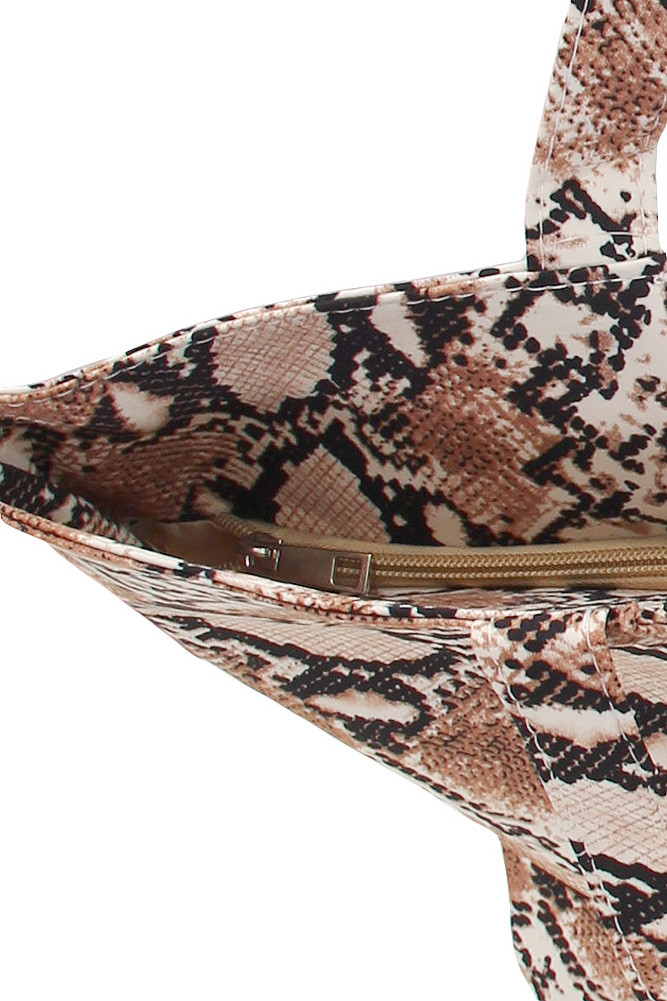 Women's Snake Print Tote Bag in Brown