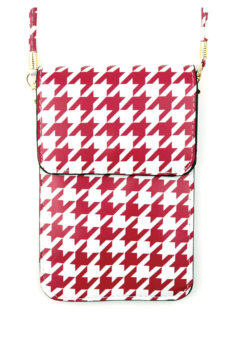 Women's Houndstooth Crossbody Phone Case Bag – Burgundy in Burgundy by BURACQ