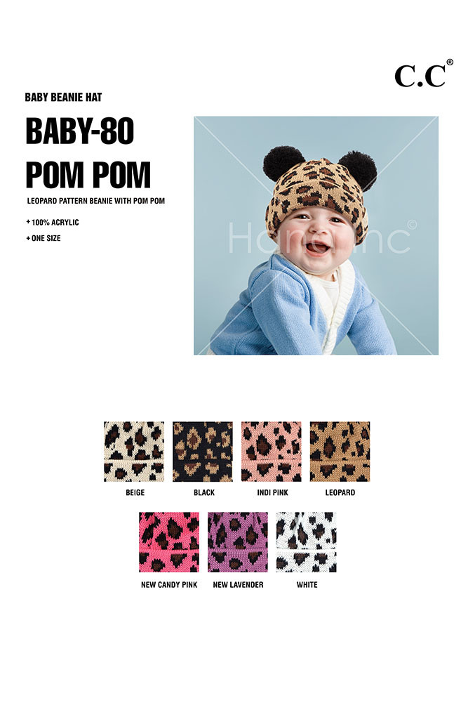 Baby Leopard Print Bear Ear Beanie — beanie photo 2