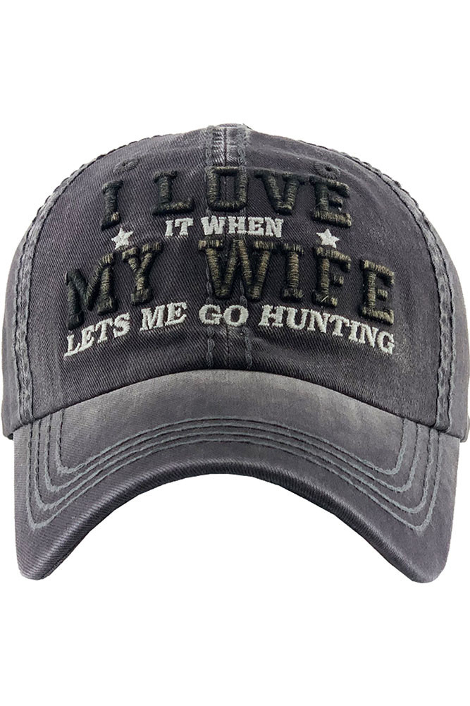 Women's I Love My Wife Hunting Distressed Baseball Cap – Navy — baseball cap photo 8