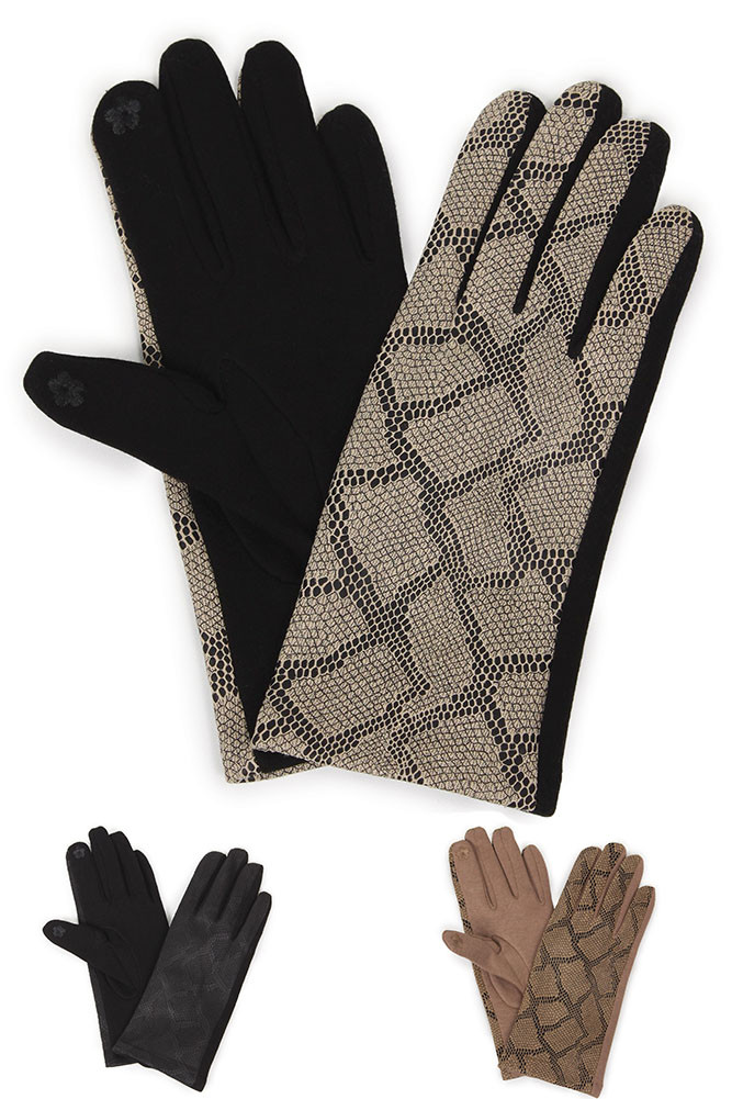 Women's Two-Tone Pattern Touchscreen Gloves – Style EAGL9762 by BURACQ