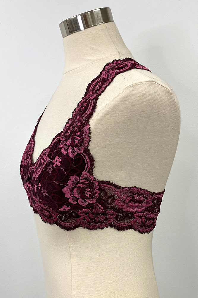 Women's Lace Halter Bralette – Burgundy in Burgundy