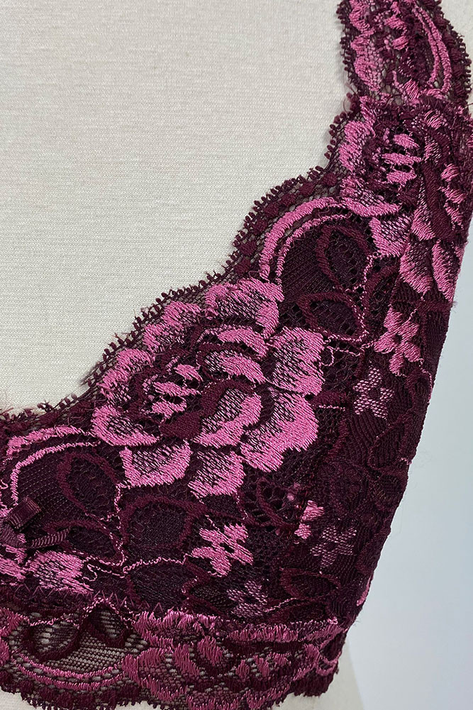 Women's Lace Halter Bralette – Burgundy in Burgundy