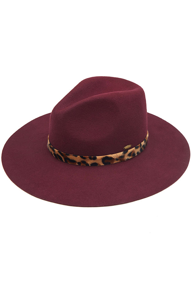 Women's Wool Felt Brim Hat in Berry